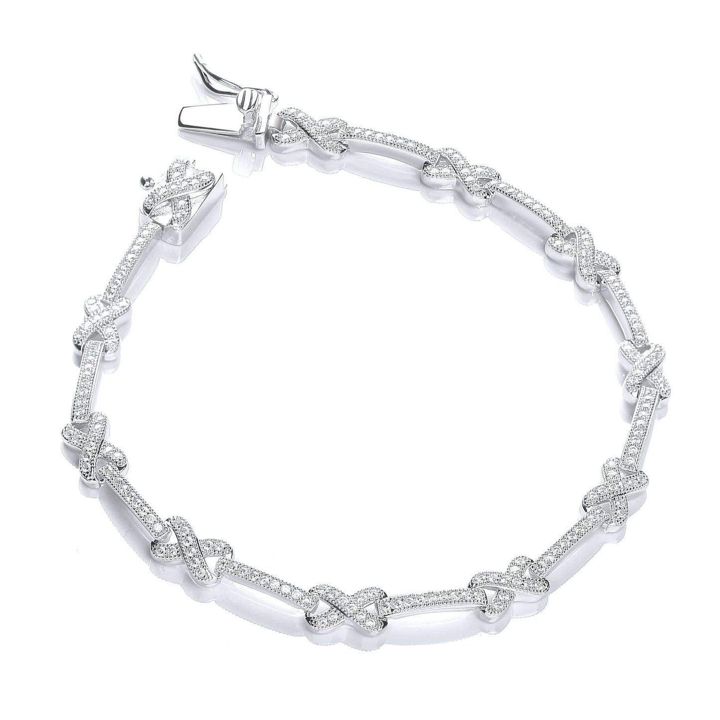 Glittering Silver Cz Bracelet with cubic zirconia stones, elegant sterling silver design, perfect for adding sparkle to any outfit.