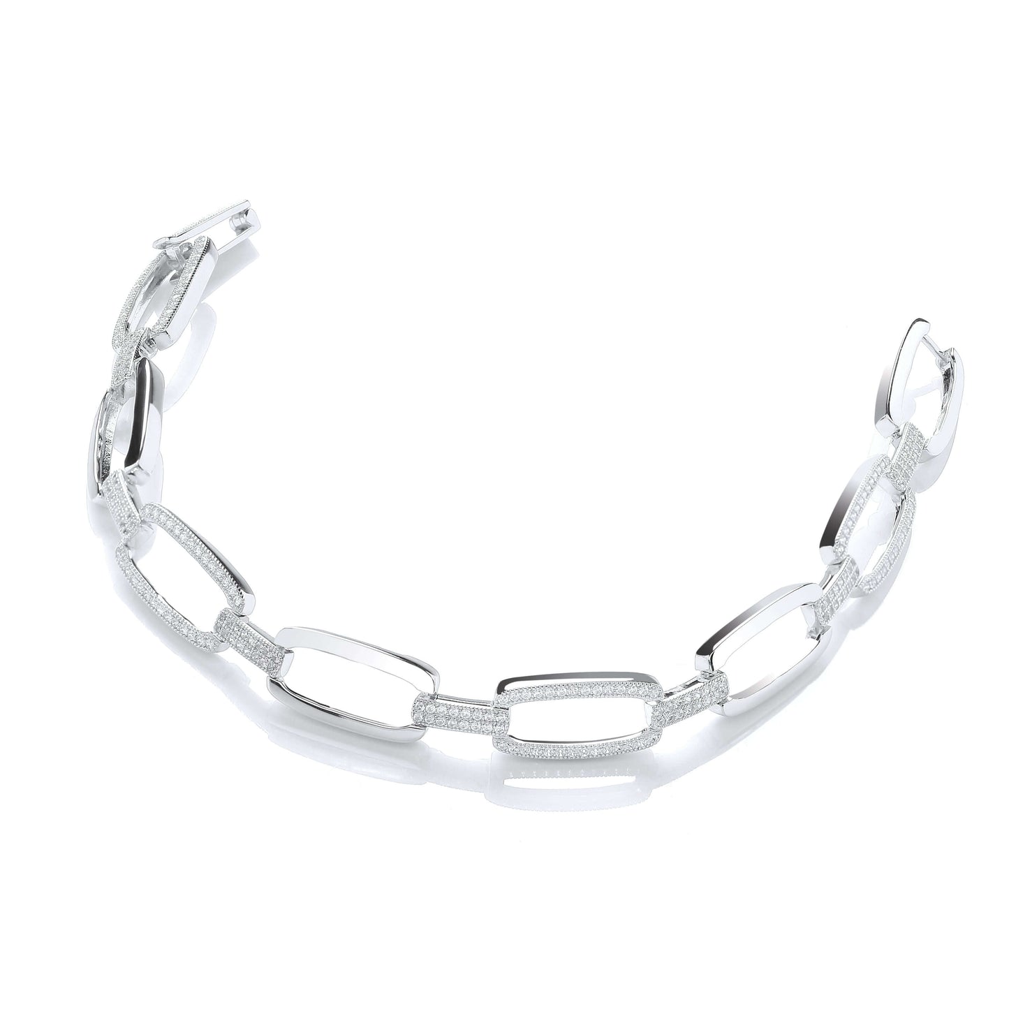 Elegant Silver Cz Bracelet with 242 cubic zirconia stones set in a stylish design, perfect for a touch of sparkle and sophistication.