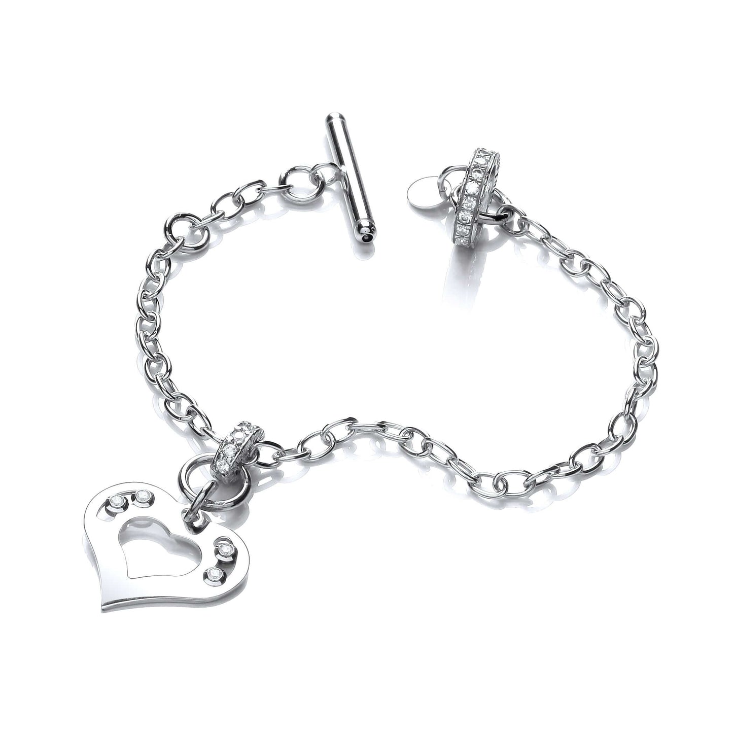 Silver Heart Chain with Floating Swarovski Elements, featuring a delicate heart charm embedded with sparkling Swarovski crystals.