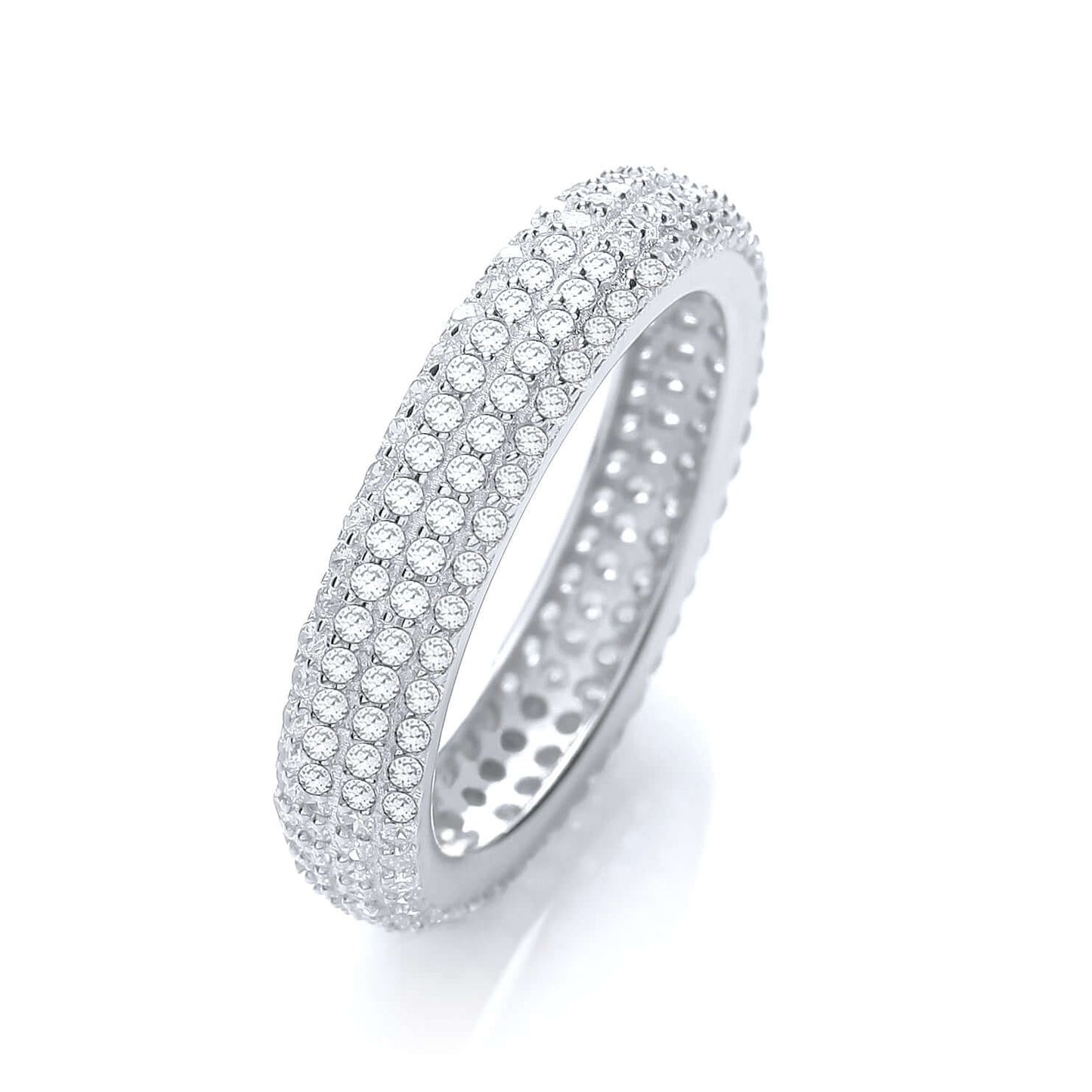 Micro Pave Silver Ring - sterling silver with cubic zirconia stones, elegant jewelry design.