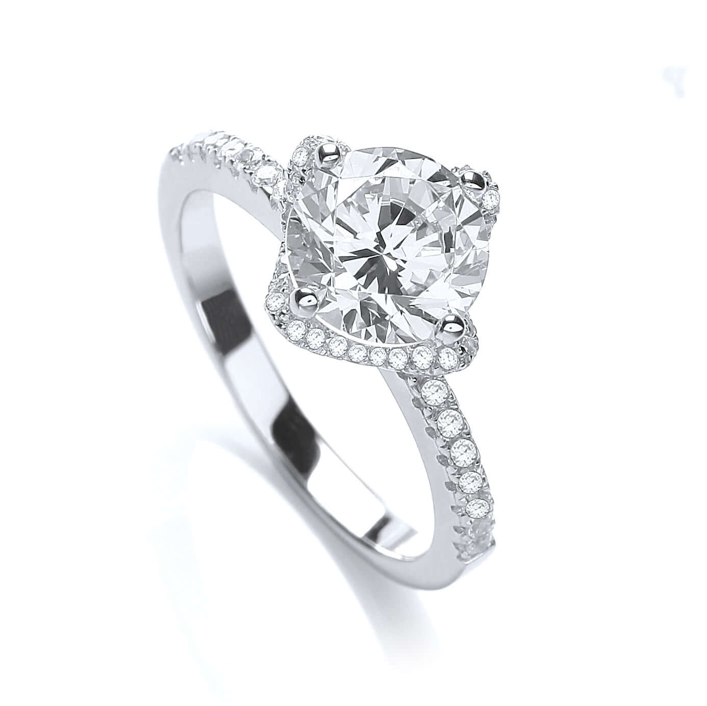 Silver Engagement Ring with cubic Zirconia stones, showcasing a stunning design perfect for engagements and special occasions.