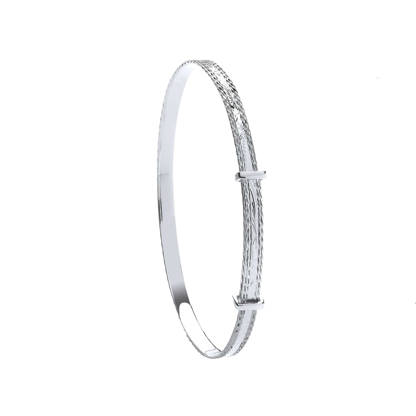 Diamond cut silver bangle