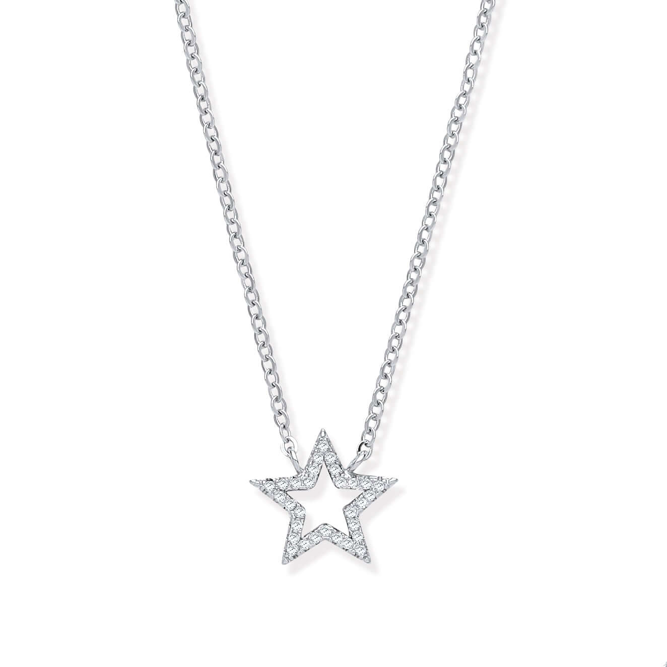 Silver Pave CZ Star Necklace