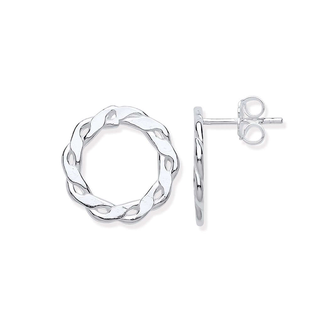 Silver Infinity Link Earrings - stylish stud earrings with unique infinity link design in elegant silver finish.