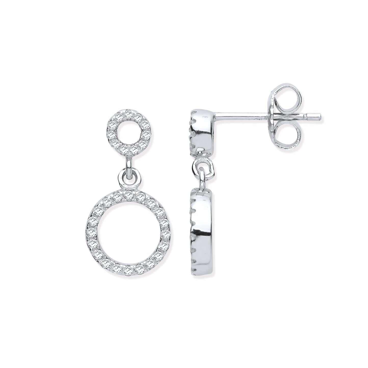 Silver Cz Circle of Life Earrings with cubic zirconia stones, stunning jewelry piece, perfect for elegant style and sparkle.