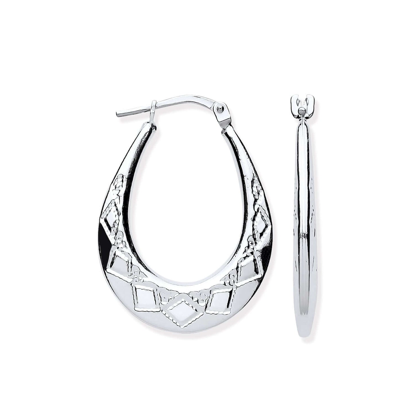 Sterling Silver Oval Creoles earrings, 19.6mm x 26.5mm, made of sterling silver with an elegant design.