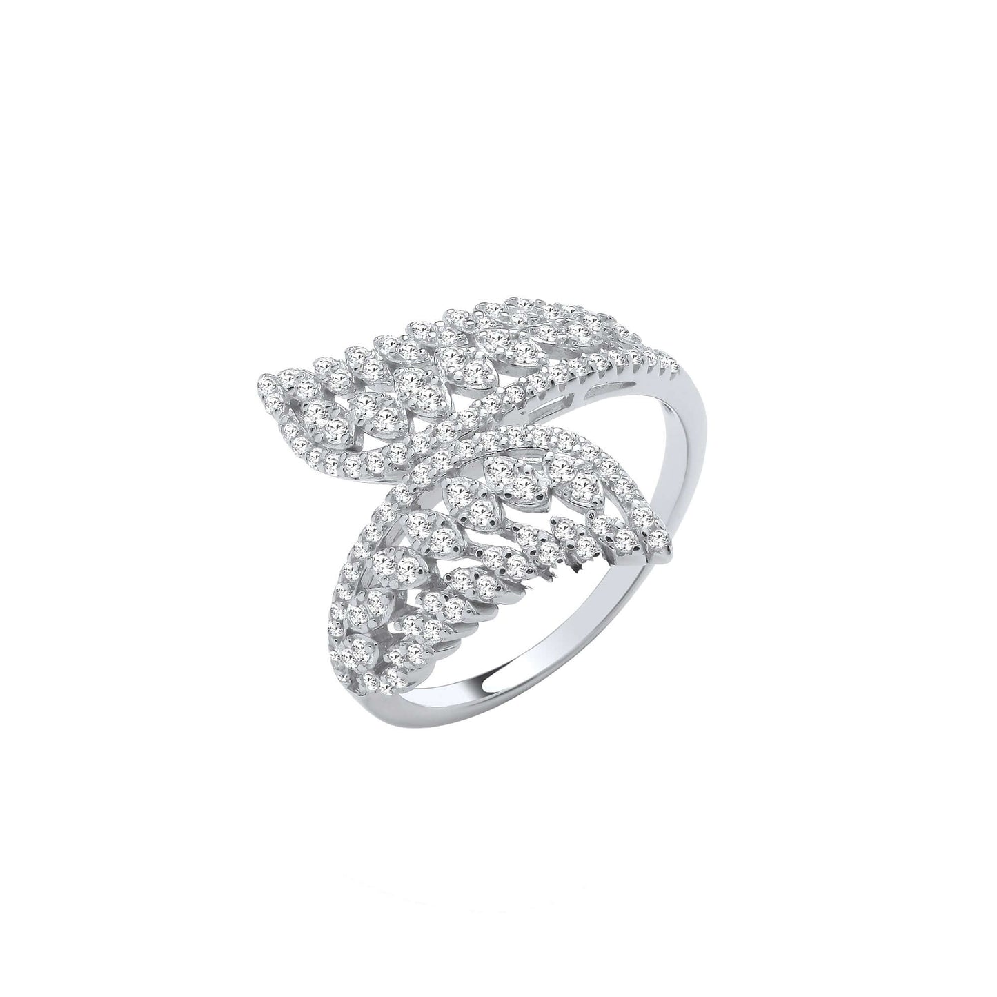 Silver Cocktail Ring with cubic zirconia stones, a stunning statement piece featuring brilliant cut gemstones, elegant and stylish design.