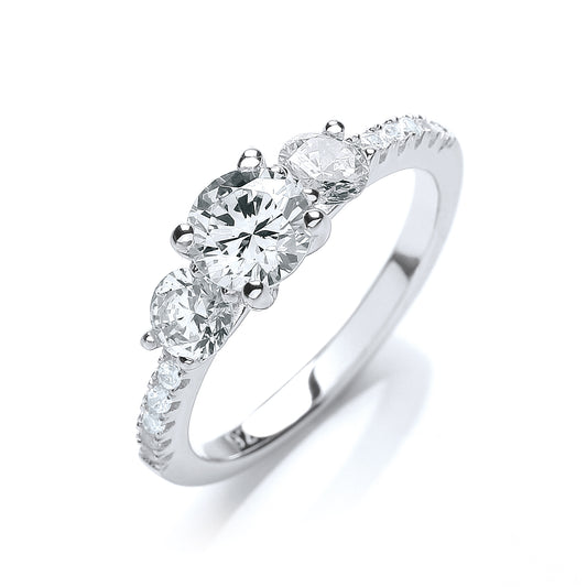Diamond ring with multiple stones on a white background