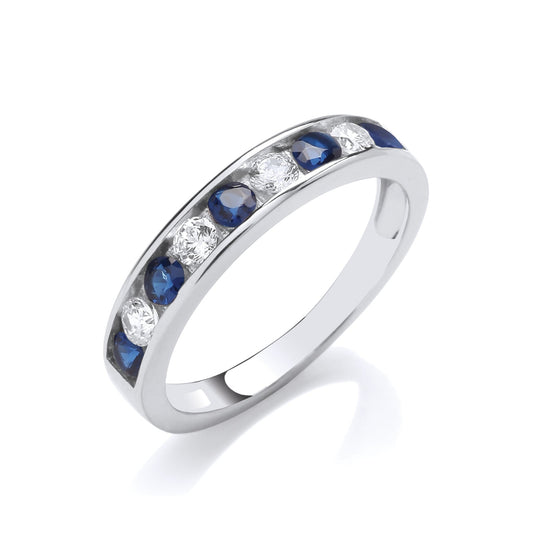 sapphire blue colour stone eternity ring 