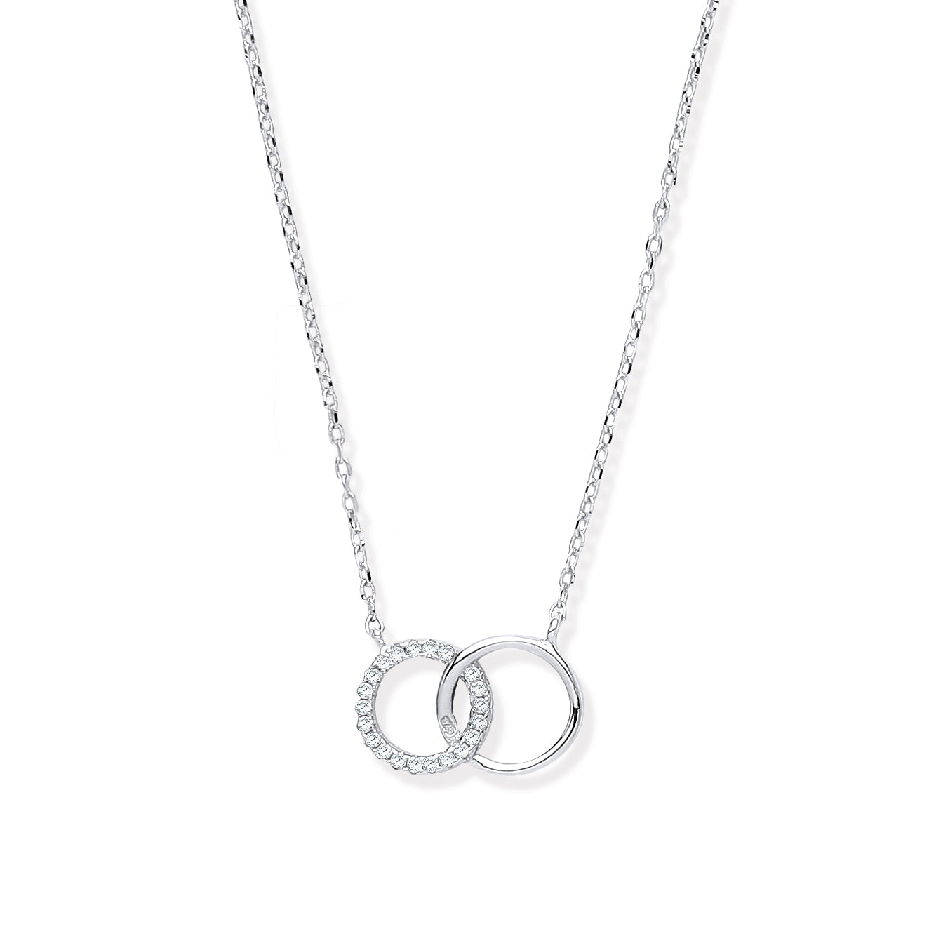 Silver necklace with interlocking rings