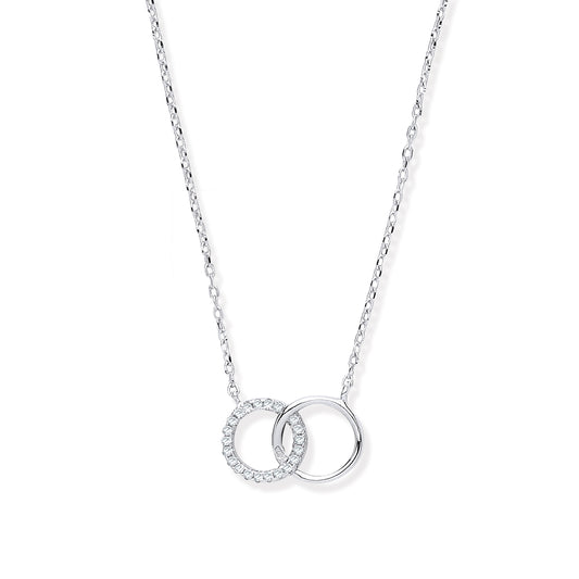 Silver necklace with interlocking rings