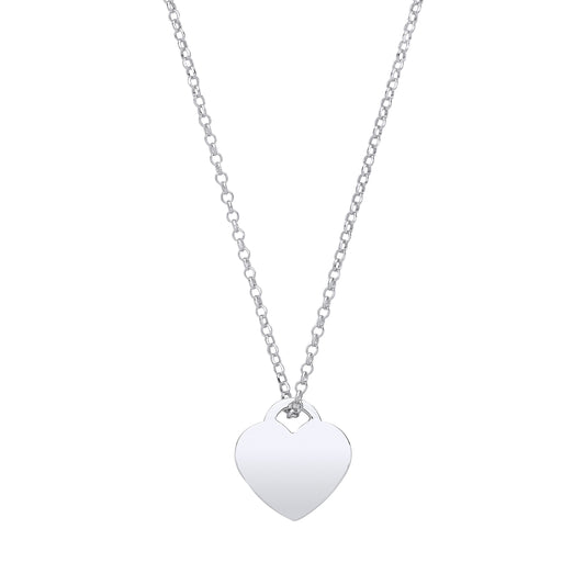 Silver heart-shaped pendant necklace on a white background