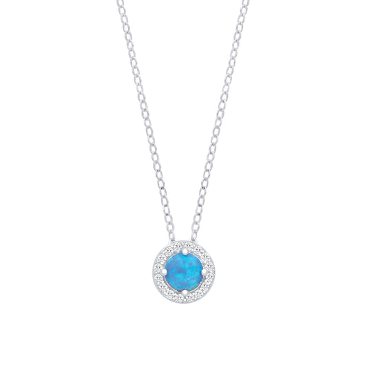 Necklace with a blue gemstone pendant on a white background