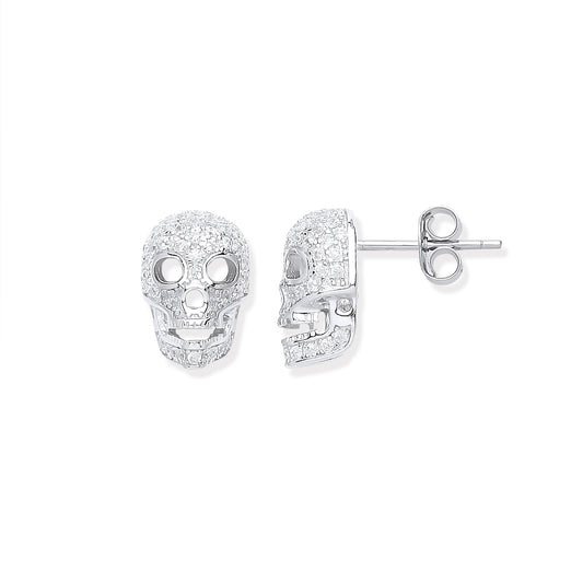 Silver Skull Stud Earrings