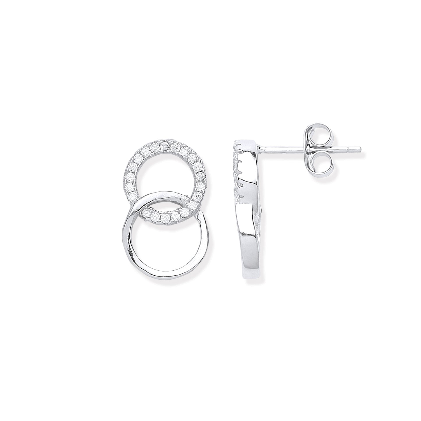 Silver earrings with circular design