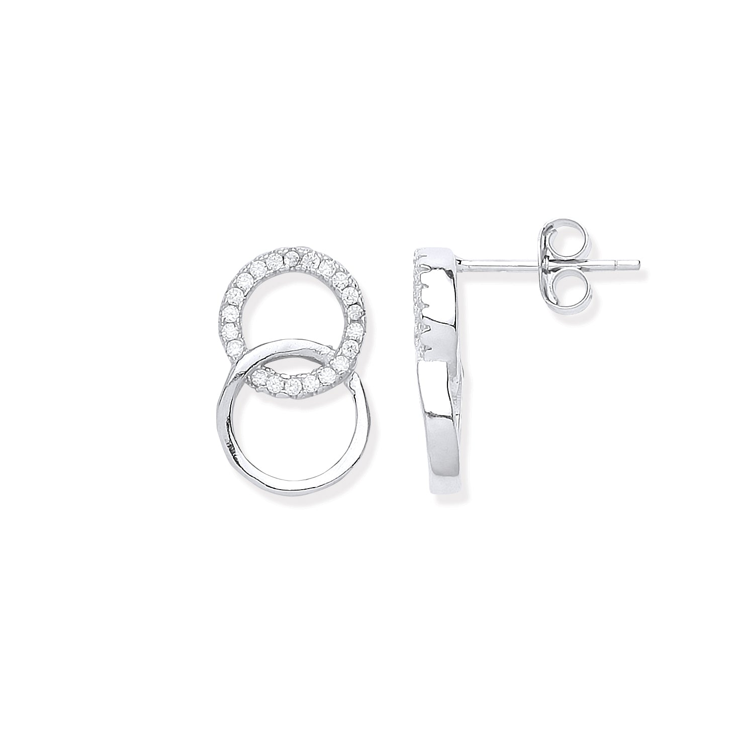 Silver earrings with circular design