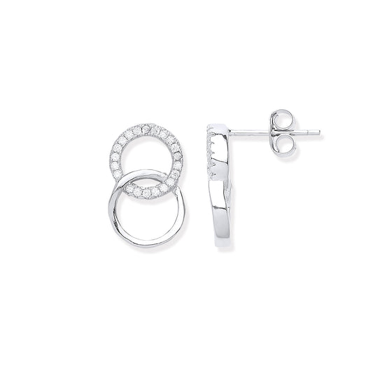 Silver earrings with circular design