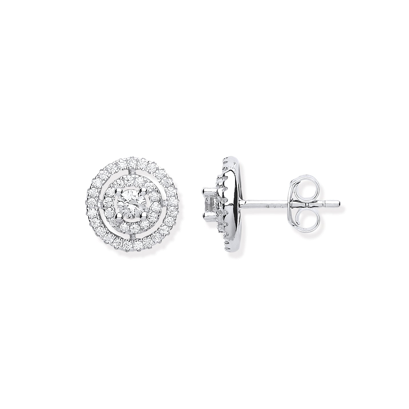 Silver earrings with diamond accents