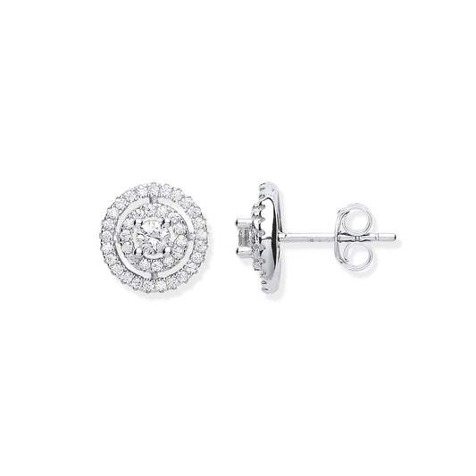 Silver earrings with diamond accents