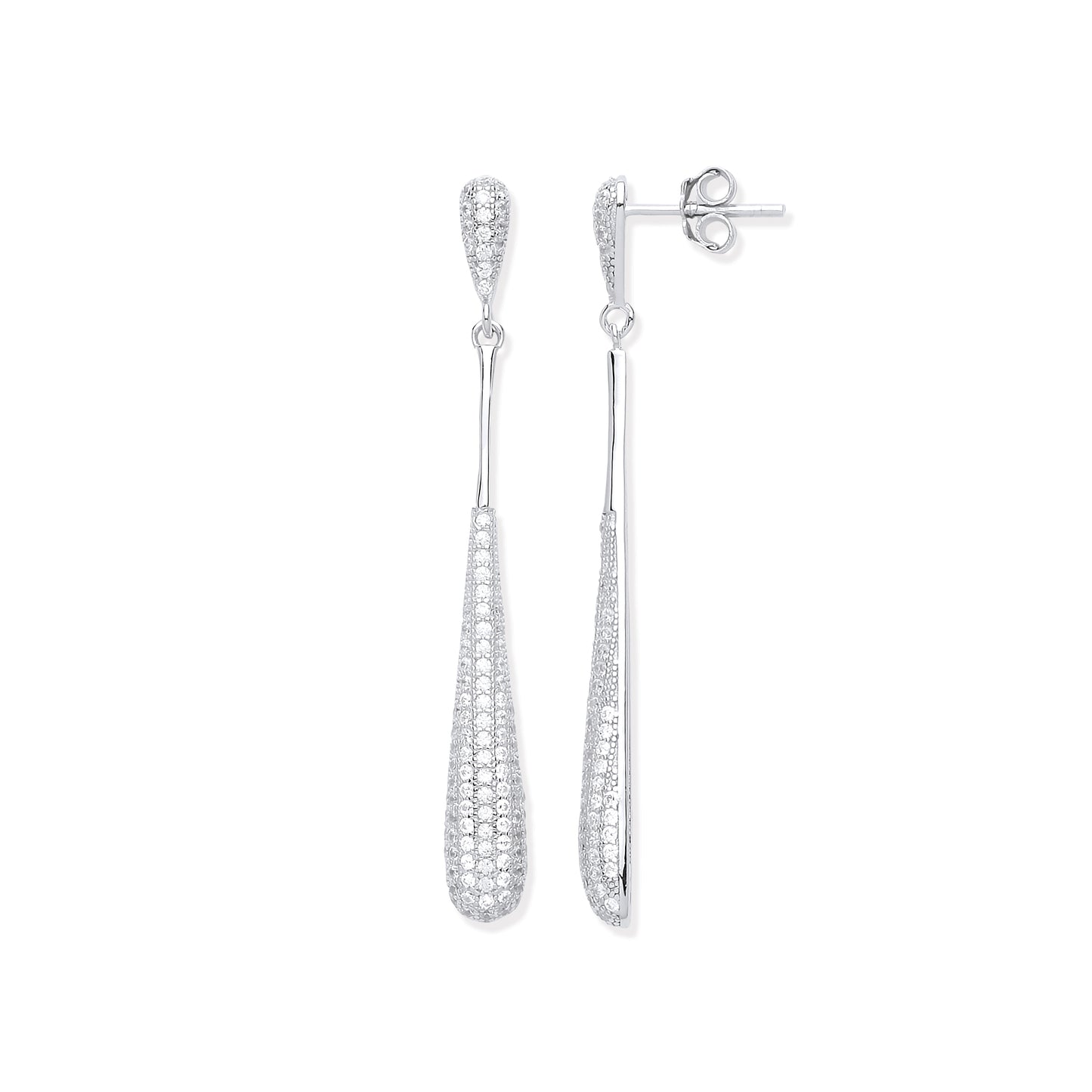 Silver Long Teardrop Earrings