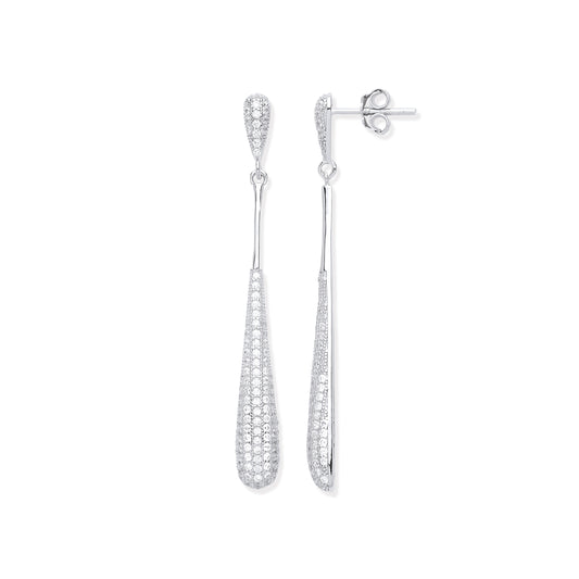 Silver Long Teardrop Earrings