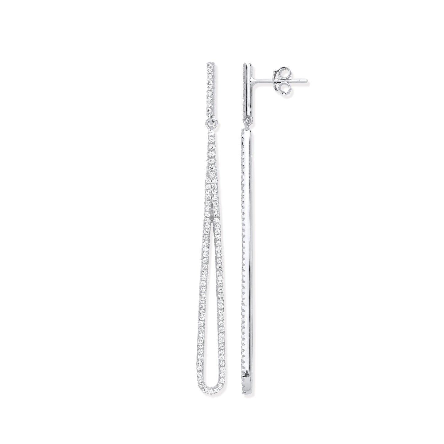 Silver Linear Drop Earrings