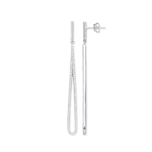 Silver Linear Drop Earrings