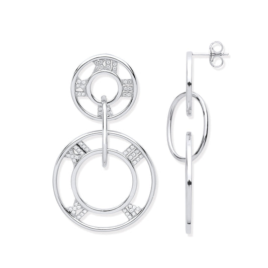 Silver Roman Numeral Drop Earrings