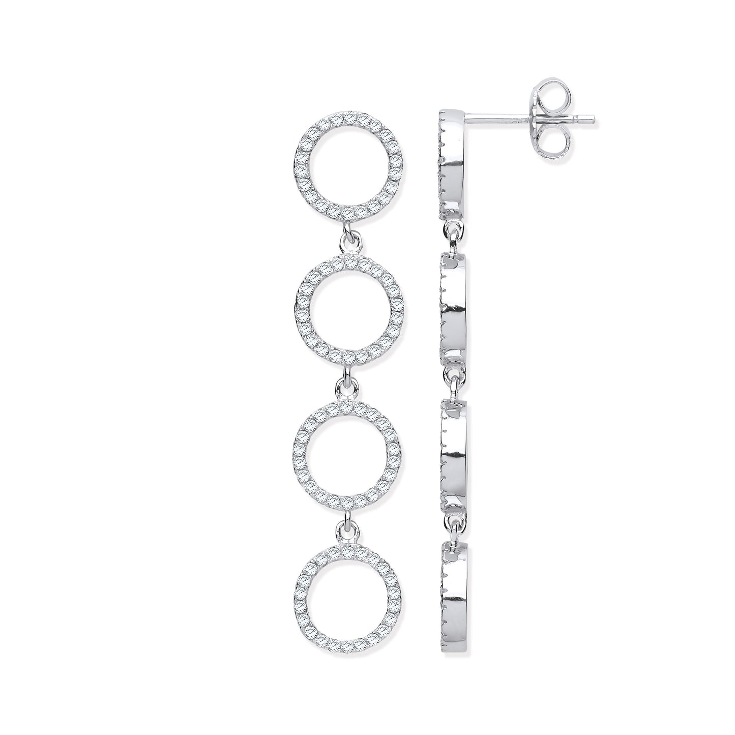 Silver hoop earrings on a white background