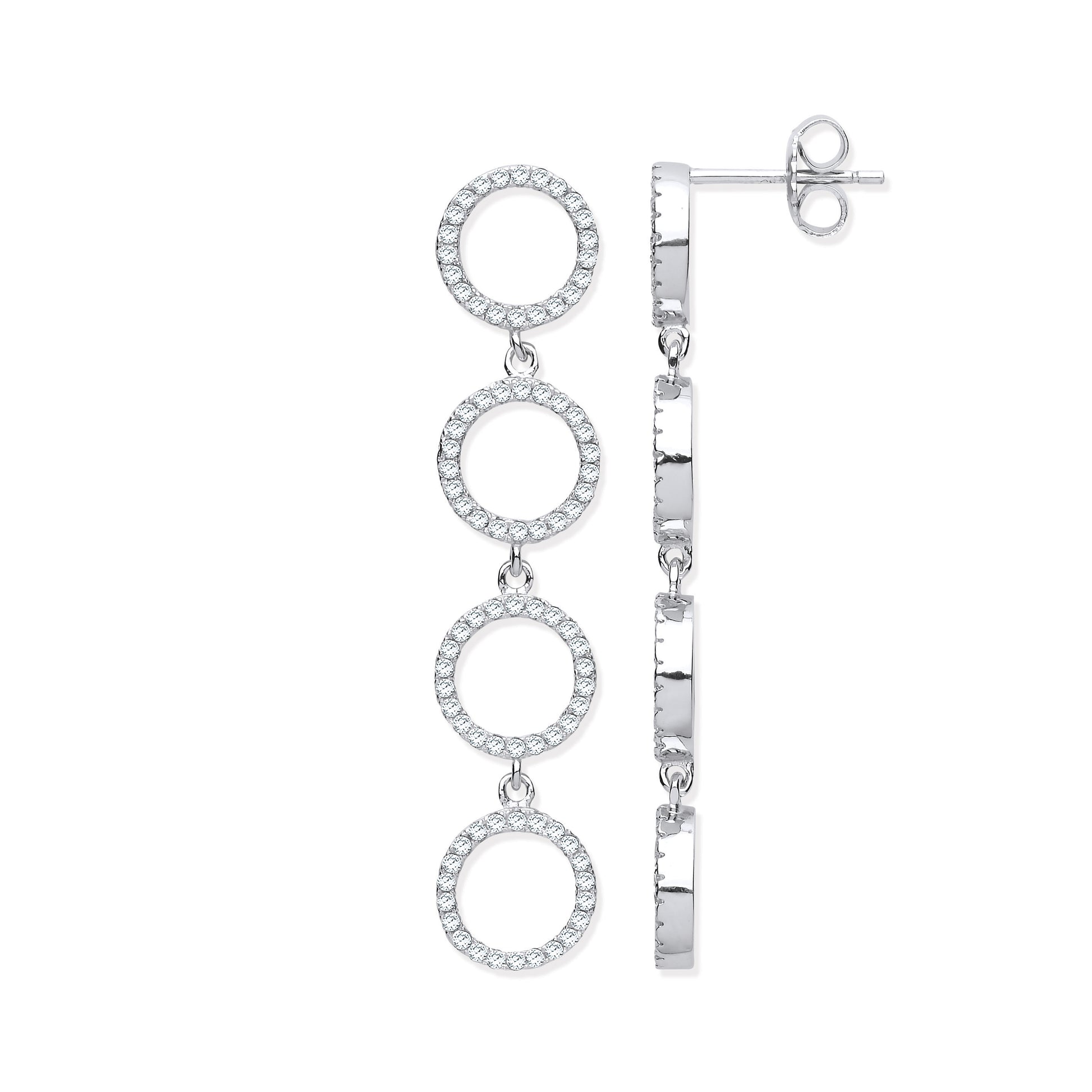 Silver hoop earrings on a white background