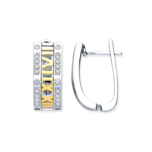 silver roman numerals earrings