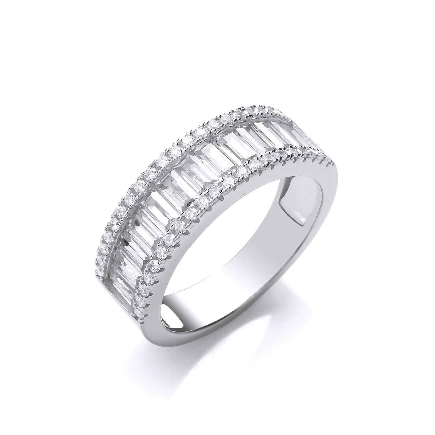Silver Baguette Stone Ring