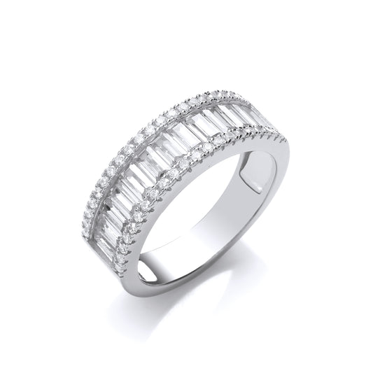 Silver Baguette Stone Ring