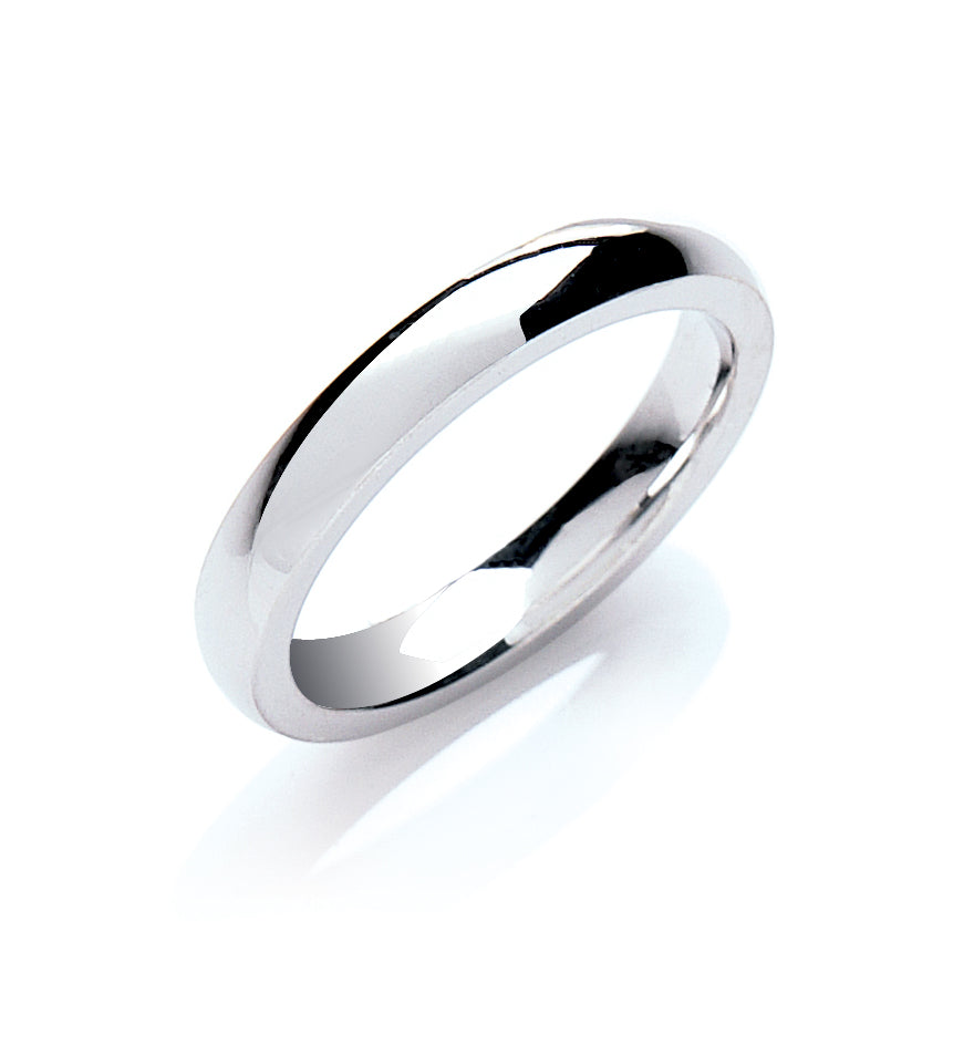 Silver 3mm Court Shape Plain Band