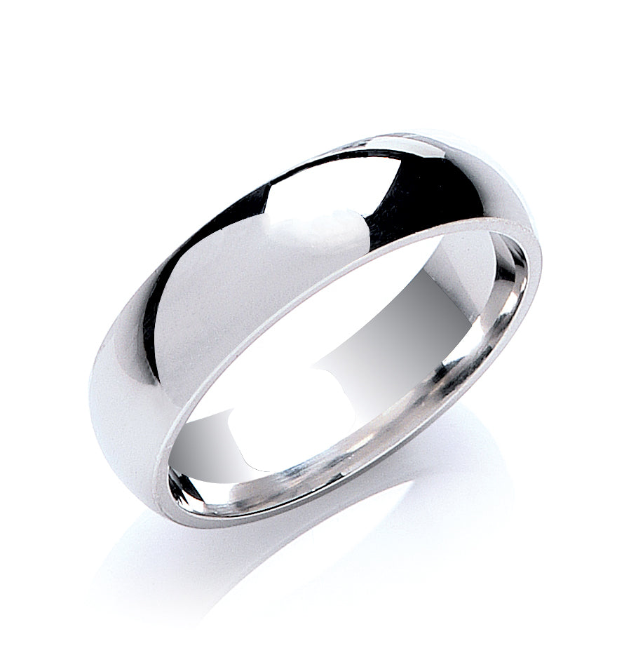 Silver 5mm Court Shape Plain Band