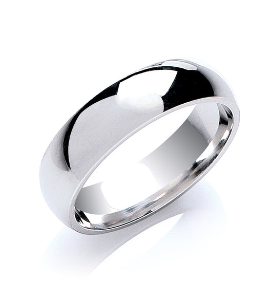 Silver 5mm Court Shape Plain Band