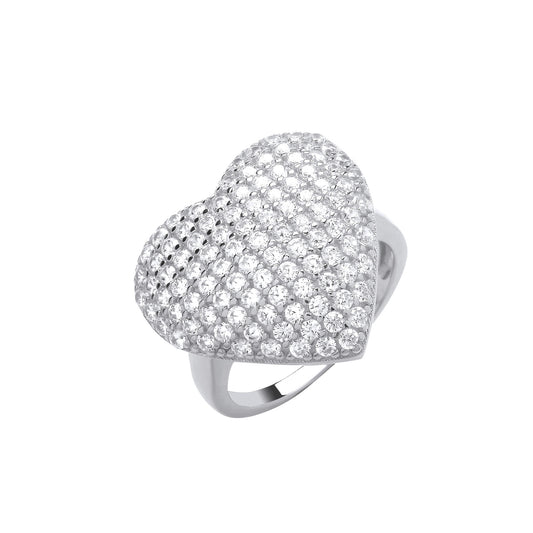 Silver Convex Heart Ring