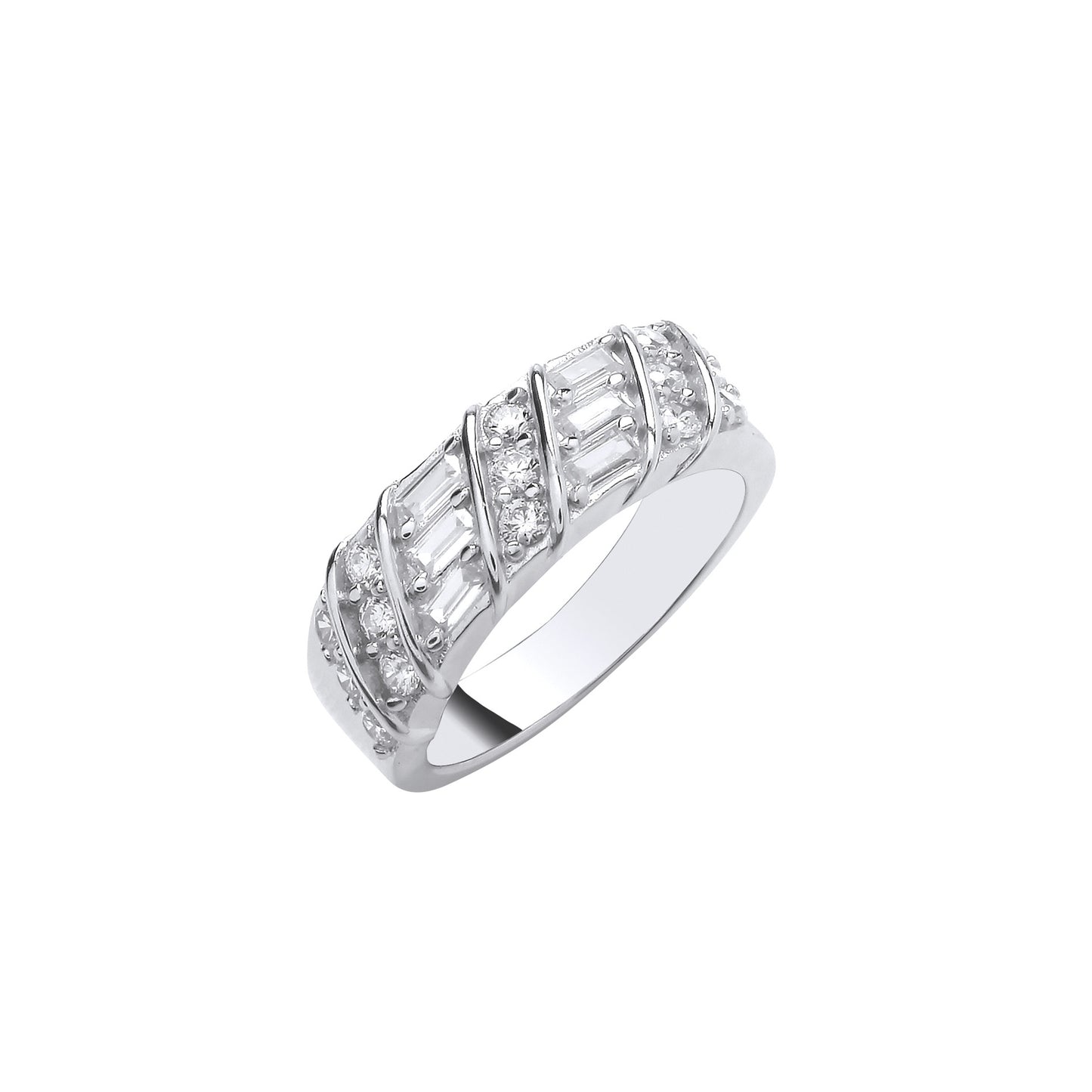 Silver Baguette & Brilliant Ring