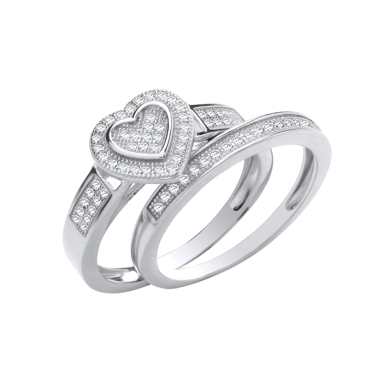 Silver Heart Bridal Set