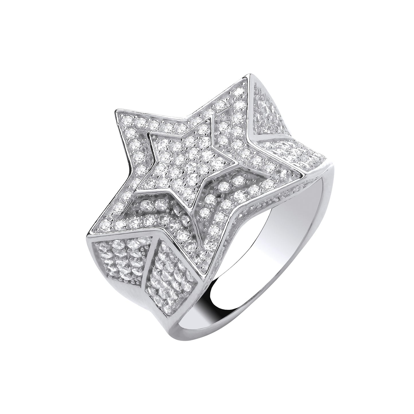 Silver 3D Star Ring
