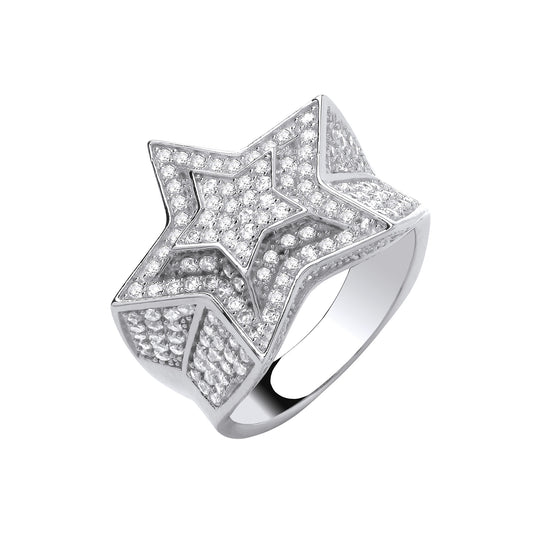 Silver 3D Star Ring