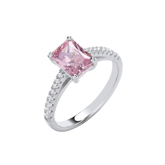 Silver Pink Stone Ring