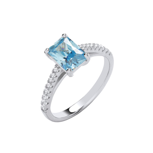 Silver Blue Stone Solitaire