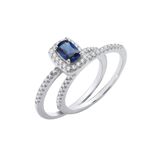 Silver Bridal Set Sapphire Blue