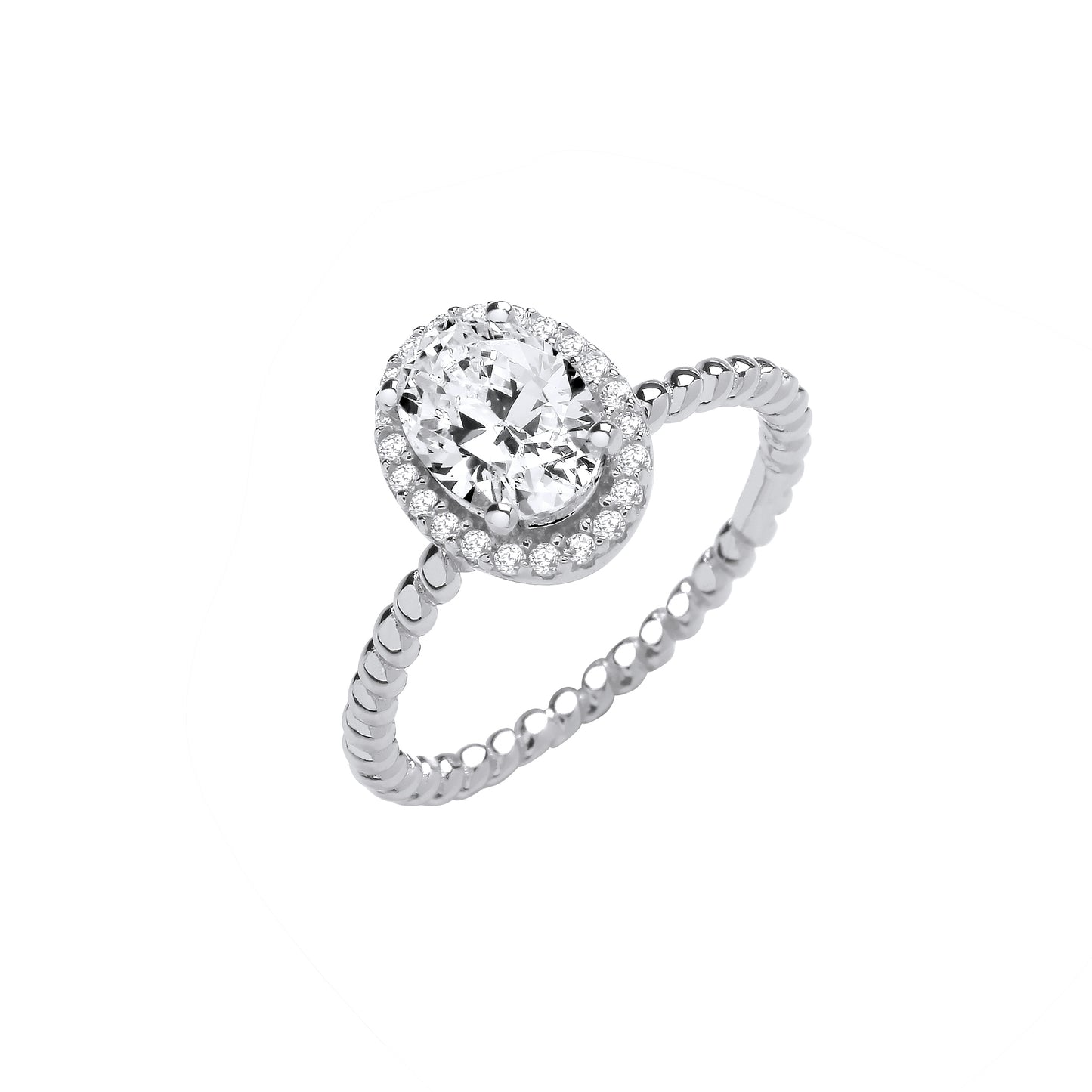Silver Oval CZ Ring