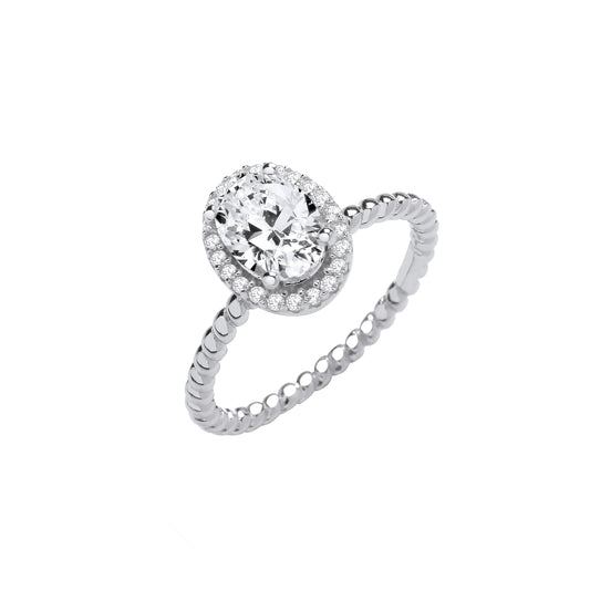 Silver Oval CZ Ring