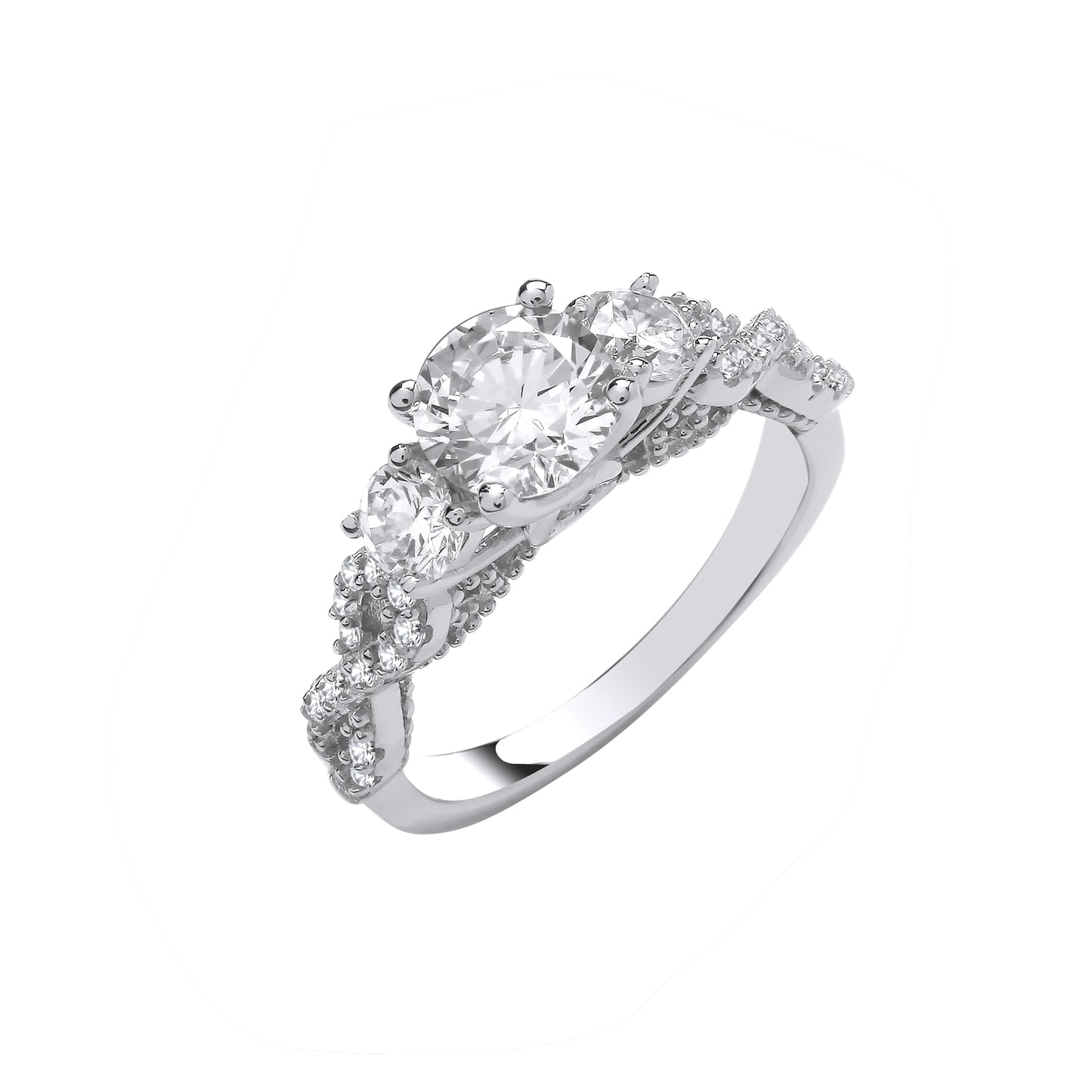 Silver High Setting Trilogy with Infinity Sides Ring