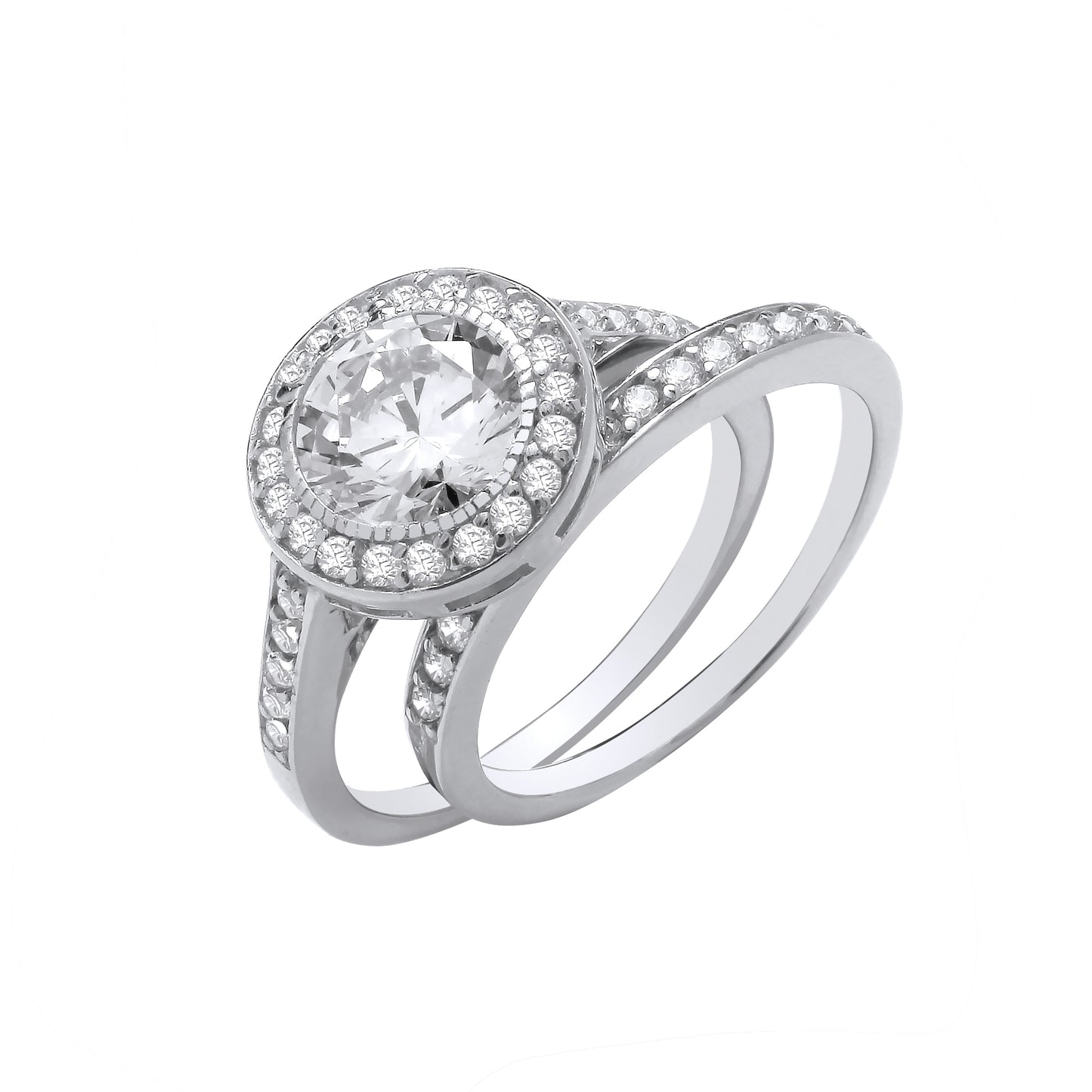 Silver Halo Bridal Set