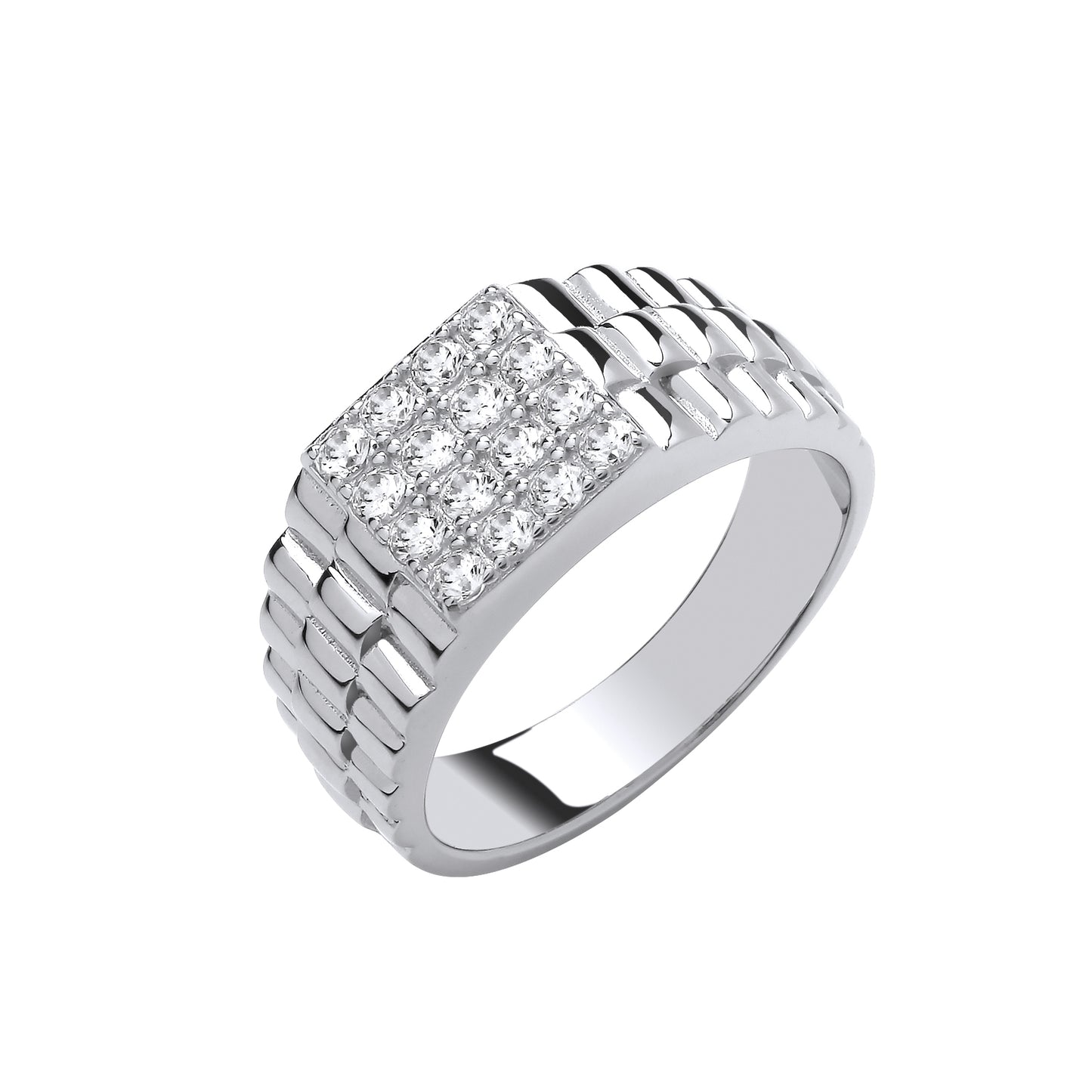 Silver Square Top Gents CZ Ring