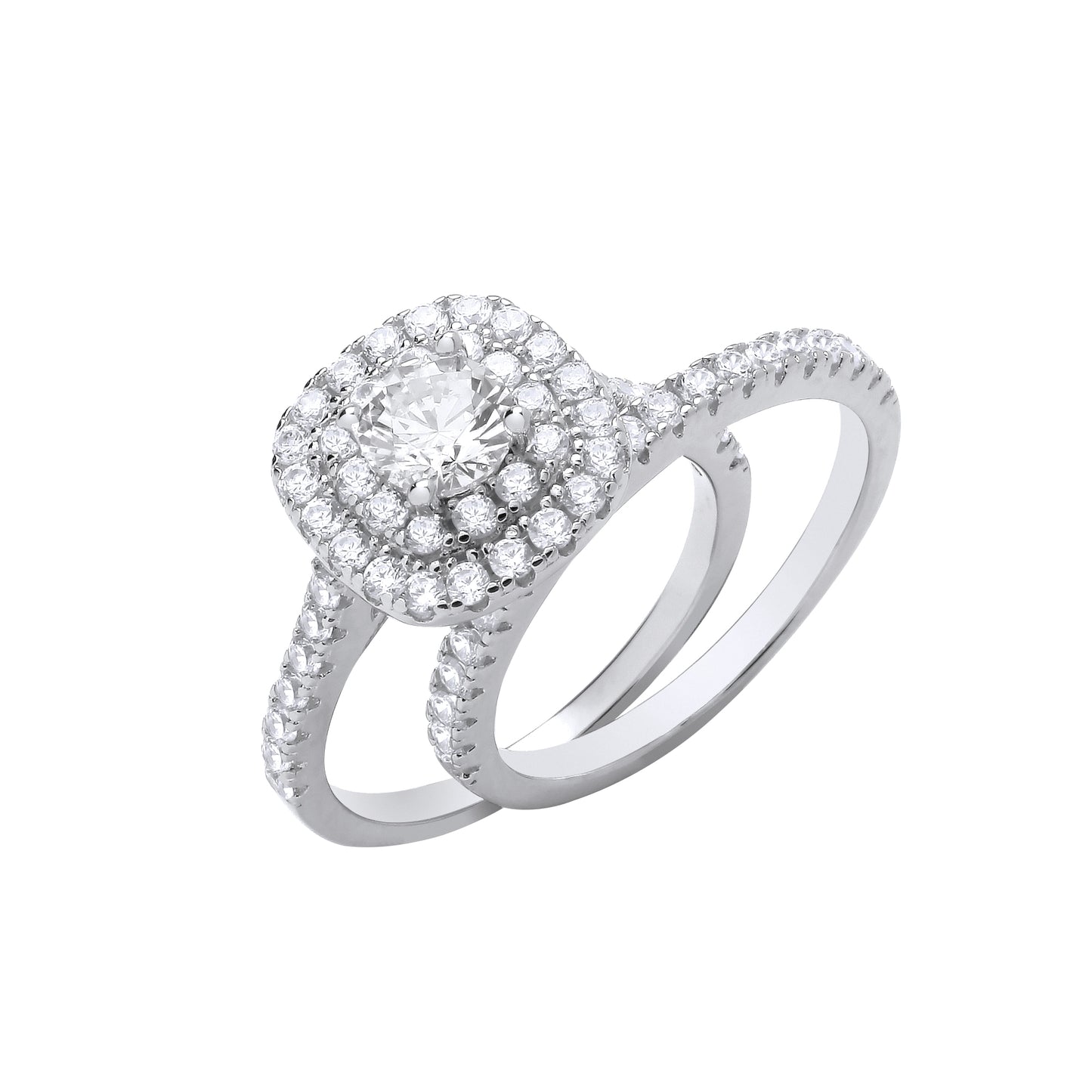 Silver Halo Bridal Set